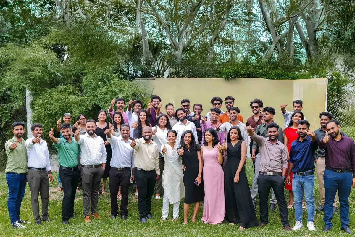The whole team at the anniversary celebration