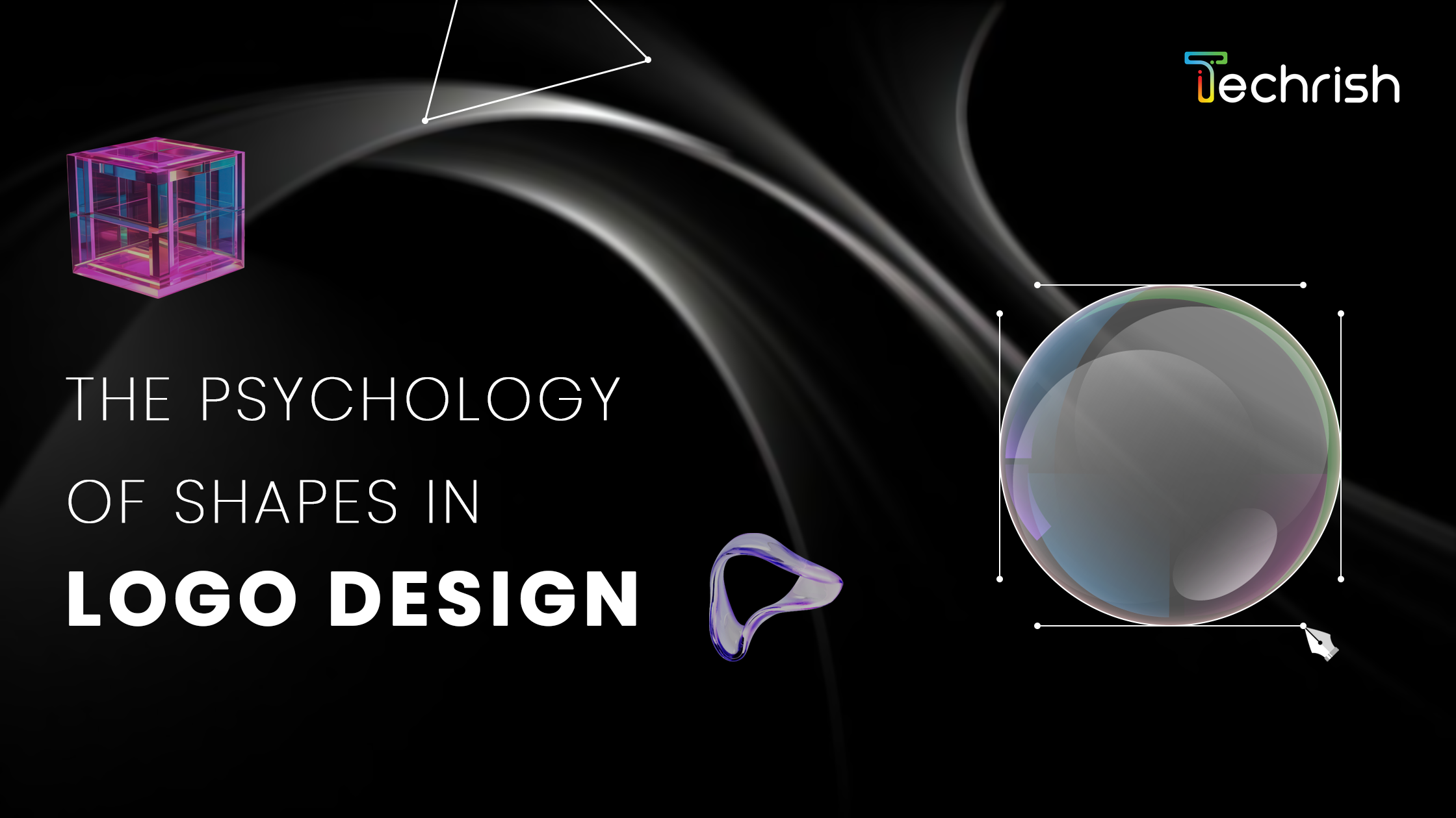 The Psychology of Shapes in Logo Design: a laptop showing rising performance charts beside a target and a megaphone