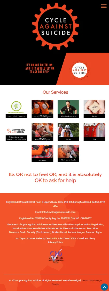 The Cycle Against Suicide website on a phone