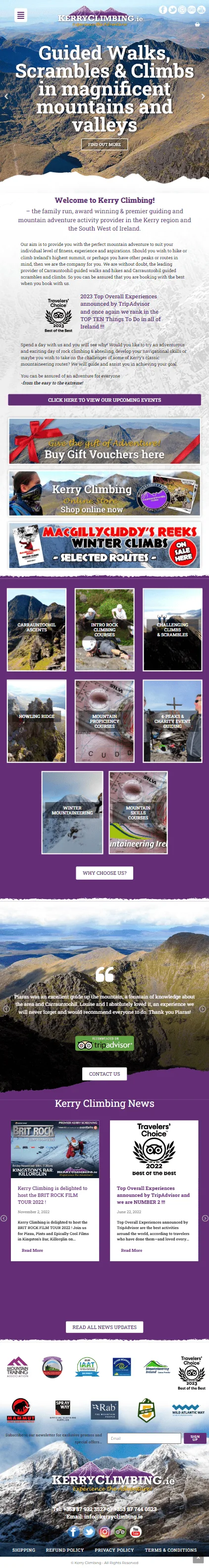 The KerryClimbing website on a phone