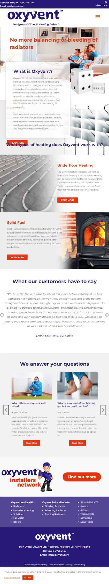 The Oxyvent website on a phone
