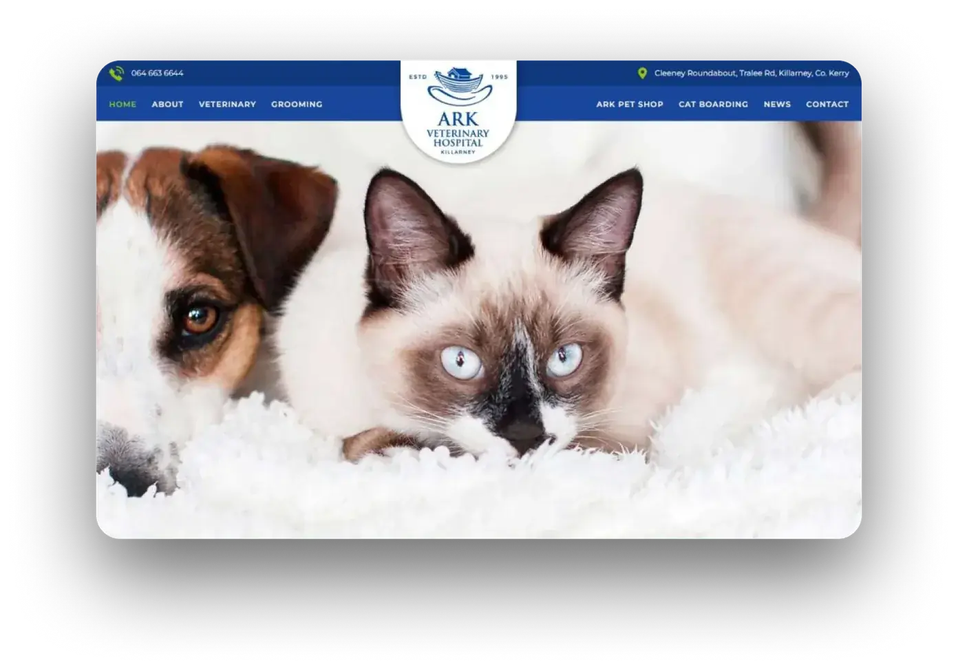 ARK Veterinary Hospital website